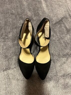 a.n.a Black Pointed Toe Ankle Strap Heels